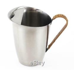 RARE VINTAGE STELTON DANISH STAINLESS BASKET WEAVE WATER PITCHER JUG With ICE LIP