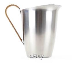 RARE VINTAGE STELTON DANISH STAINLESS BASKET WEAVE WATER PITCHER JUG With ICE LIP