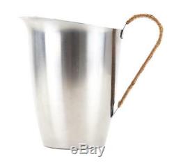 RARE VINTAGE STELTON DANISH STAINLESS BASKET WEAVE WATER PITCHER JUG With ICE LIP