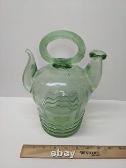 READ Antique Glass Green Communal Holy Water Vessel Cantir Jug Pitcher