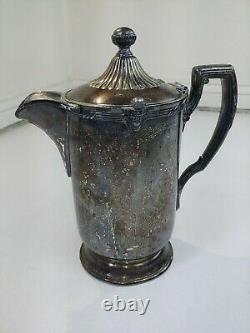 REED AND BARTON ANTIQUE WATER PITCHER JUG SILVER with liner porcelain 2545 VTG