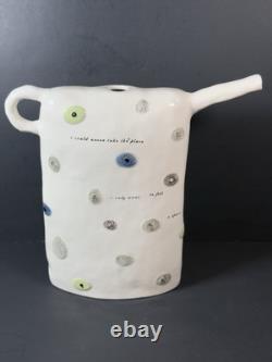 Rae Dunn Magenta Rare Large Water Pitcher Watering Can Clay Pottery 10.5 HTF