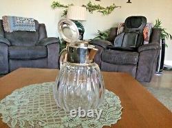 Rare 1940's German Silver Plate and Cut Crystal Ice Water Pitcher by Quist