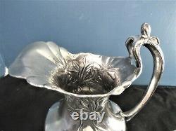 Rare Art Nouveau Silver Plate Water Pitcher And Cup