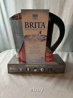 Rare Brita Red Stainless Steel Water Pitcher Filtration System New 8 Cups