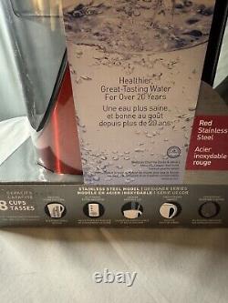 Rare Brita Red Stainless Steel Water Pitcher Filtration System New 8 Cups