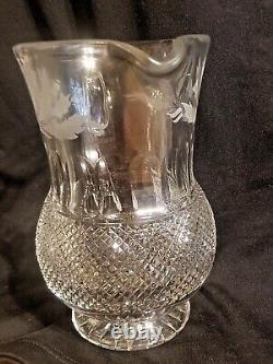 Rare Edenburgh Scotland Thistle 7 Water Jug Pitcher Mint Glass Crystal Signed