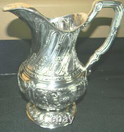 Rare German 800 Silver Fancy Over The Top Repousse Cherubs 10 Water Pitcher