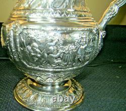 Rare German 800 Silver Fancy Over The Top Repousse Cherubs 10 Water Pitcher