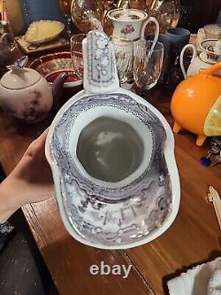 Rare Mulberry Transferware Staffordshire Ironstone 11 Water Pitcher