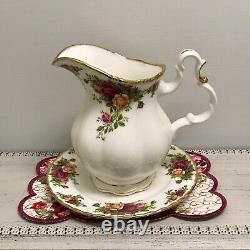 Rare Royal Albert Old Country Roses England Jug Water Pitcher & Under Plate