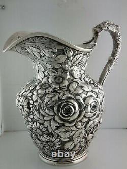 Rare Sterling STIEFF Water Pitcher STIEFF ROSE repousse no. 310A 27.91ozt