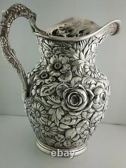 Rare Sterling STIEFF Water Pitcher STIEFF ROSE repousse no. 310A 27.91ozt