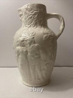 Rare/Unique 10 Figural Medieval Renaissance Majolica Water Jug Pitcher withCouple