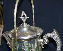 Rare c1880 Racine Silverplate Co Gold Washed Silver Plated Tilting Water Pitcher