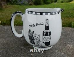 Rare small size Shelley pottery Black White Scottie dogs whisky water pub jug