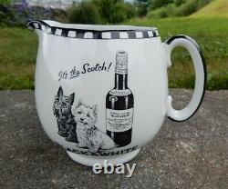 Rare small size Shelley pottery Black White Scottie dogs whisky water pub jug