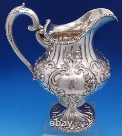 Redlich Sterling Silver Water Pitcher Repoussed Flowers #1130 10 1/4 (#8392)