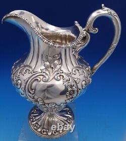 Redlich Sterling Silver Water Pitcher Repoussed Flowers #1130 10 1/4 (#8392)