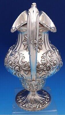 Redlich Sterling Silver Water Pitcher Repoussed Flowers #1130 10 1/4 (#8392)