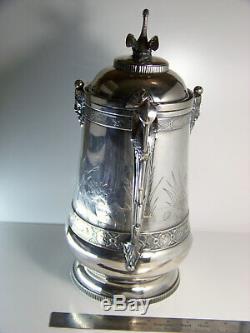 Reed & Barton Silverplate Aesthetic Ice Water Pitcher with Swan Finial Antique