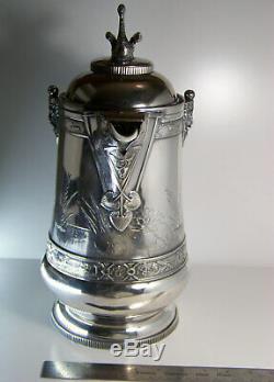 Reed & Barton Silverplate Aesthetic Ice Water Pitcher with Swan Finial Antique
