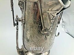 Reed & Barton Tilting Ice Water Pitcher on Frame Silver Plated 1872