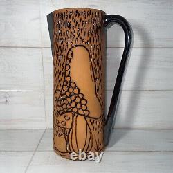 Retro Vintage Style 1970's Mushroom Hippie Psychedelic Jug Pitcher Pottery