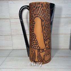 Retro Vintage Style 1970's Mushroom Hippie Psychedelic Jug Pitcher Pottery