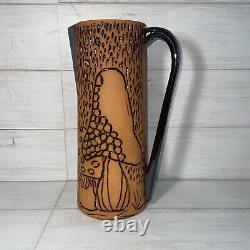 Retro Vintage Style 1970's Mushroom Hippie Psychedelic Jug Pitcher Pottery