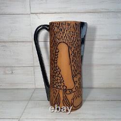 Retro Vintage Style 1970's Mushroom Hippie Psychedelic Jug Pitcher Pottery