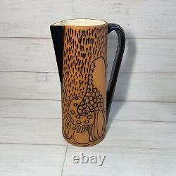 Retro Vintage Style 1970's Mushroom Hippie Psychedelic Jug Pitcher Pottery