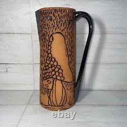 Retro Vintage Style 1970's Mushroom Hippie Psychedelic Jug Pitcher Pottery