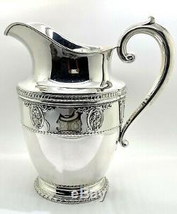 Rose Point By Wallace Sterling Silver Water Pitcher 9 1/2 Tall
