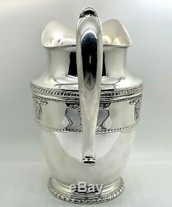 Rose Point By Wallace Sterling Silver Water Pitcher 9 1/2 Tall