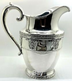 Rose Point By Wallace Sterling Silver Water Pitcher 9 1/2 Tall