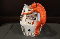 Royal Bayreuth Porcelain Red Devil Playing Cards Water Pitcher
