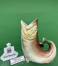 Royal Bayreuth Standing Trout Water Pitcher, c. 1900, 7.75