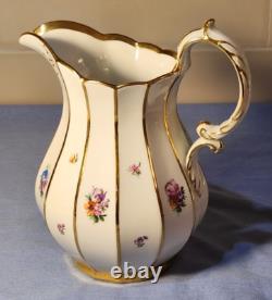 Royal Copenhagen Henriette Jug 444/8526 Rare 7.5 Gold Floral Milk Water Pitcher