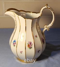 Royal Copenhagen Henriette Jug 444/8526 Rare 7.5 Gold Floral Milk Water Pitcher