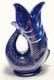 S Cobalt Blue Porcelain Gurgle Fish Shaped Water Jug 50 Ounces/ 1.5 Liter Capac