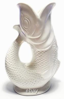 S White Porcelain Gurgle Fish Shaped Water Jug 50 ounces/ 1.5 liter Capacity