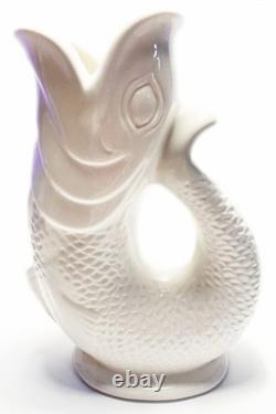 S White Porcelain Gurgle Fish Shaped Water Jug 50 ounces/ 1.5 liter Capacity
