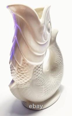 S White Porcelain Gurgle Fish Shaped Water Jug 50 ounces/ 1.5 liter Capacity