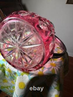 SAINT ST LOUIS Huge Water Jug Pitcher RUBY Cut Crystal Silver Plate Antique 19TH