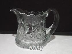 SIGNED Heisey Glass Water Pitcher Jug- SUNBURST 80 OUNCE