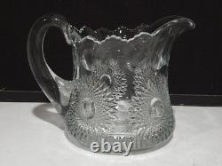 SIGNED Heisey Glass Water Pitcher Jug- SUNBURST 80 OUNCE