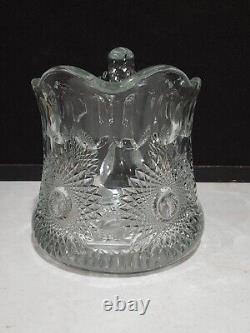 SIGNED Heisey Glass Water Pitcher Jug- SUNBURST 80 OUNCE