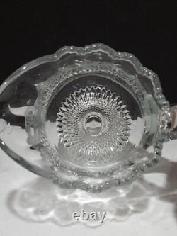 SIGNED Heisey Glass Water Pitcher Jug- SUNBURST 80 OUNCE