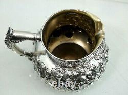SUPERB ANTIQUE SILVER PLATED REPOUSSE HAND CHASED WATER PITCHER Wilcox Co